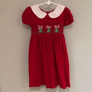Red Corduroy Holiday Girls with White Collar; Size 5